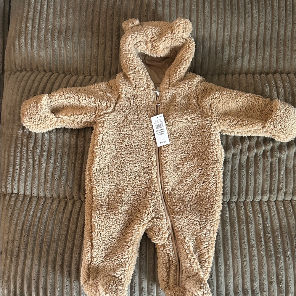 NWT Baby Gap Cozy Tan Teddy Bear One Piece
